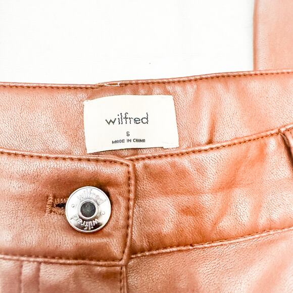 Wilfred Brown Faux Leather Zip Fly Dress Pants Straight Leg #FSL4-6940-30 Size 6 - Picture 6 of 9